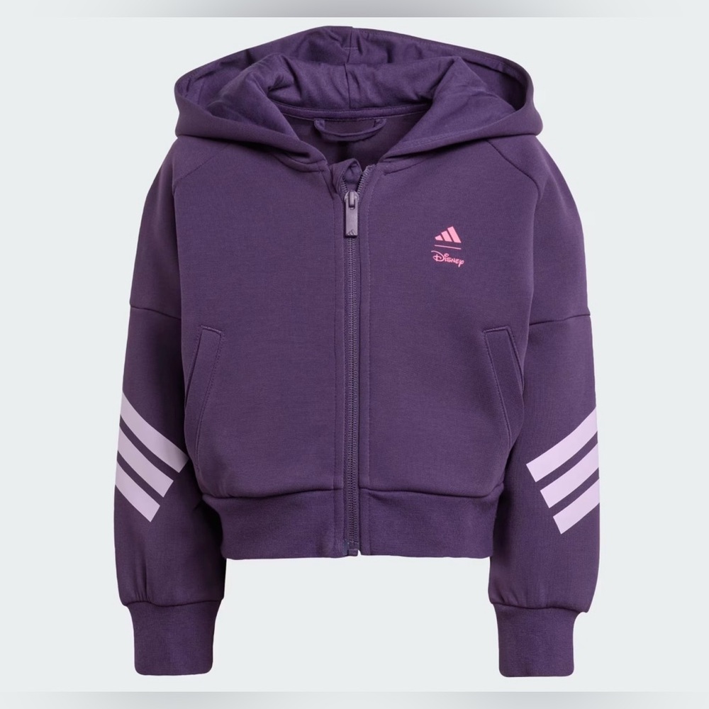 adidas Kids Purple Hooded Zip Sweatshirt with‎ Pink Accents
